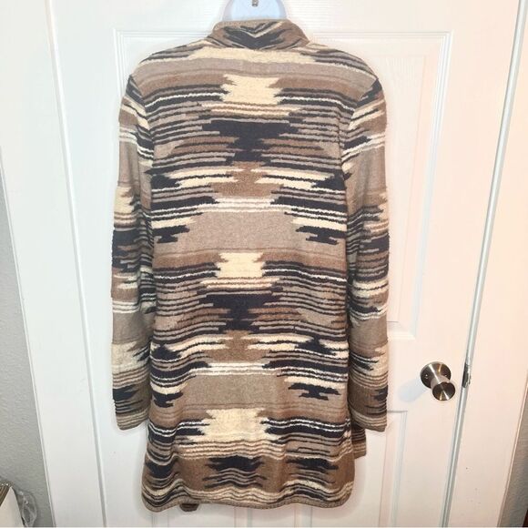 Lucky Brand Southwestern Open Shawl Cardigan Sweater Beige Cream Tan S - Picture 9 of 12